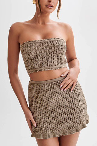 Strapless Ruffle Hem Skirt Set