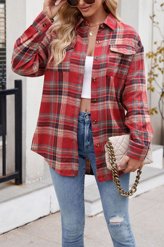 Button-Front Plaid Shirt
