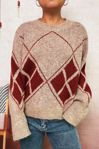 Diamond Pattern Knit Sweater