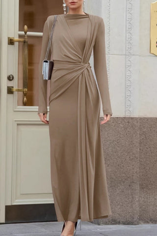 Long Sleeve Draped Casual Maxi Dress