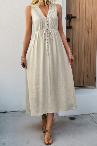Sleeveless Button-Detail Casual Dress