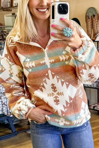 Quarter-Zip Aztec Sweatshirt