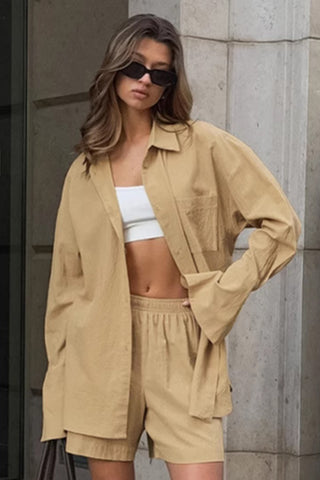 Relaxed Button-Front Short Set