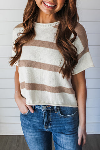 Stripe Dropped Sleeve Knit Top