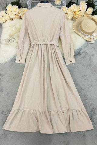 Belted Maxi Dress with Button Detail