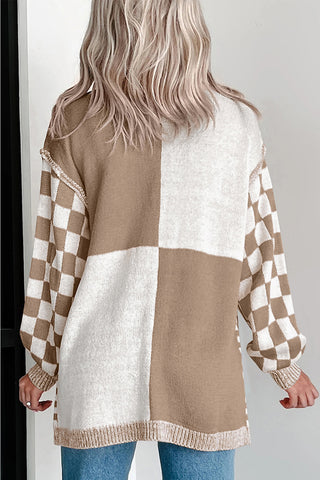 Checkerboard Knit Cardigan