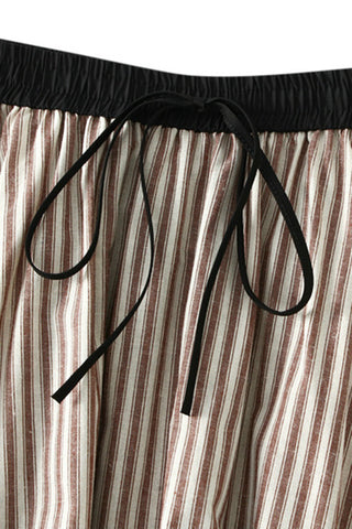 Drawstring Waist Striped Casual Skirt