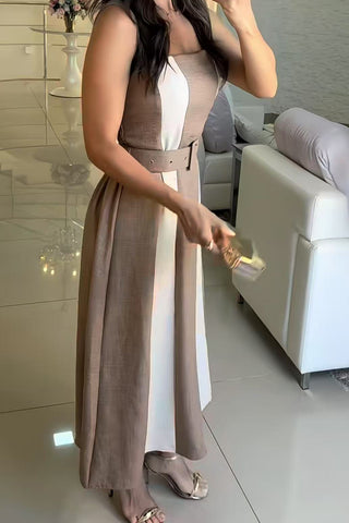 Striped Belted Midi Dress