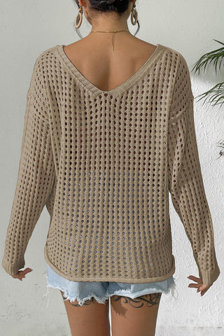 Lace Bow Open-Knit Top