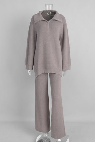 Zip-Up Relaxed Pants Set
