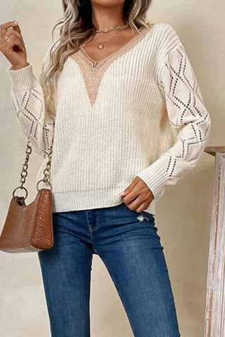 V-Neck Knit Casual Sweater