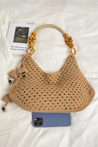 Handmade Beaded Handle Tote Bag
