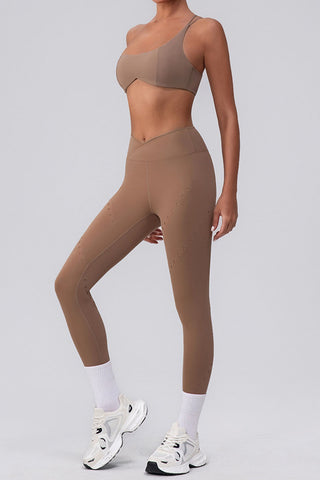 High-Waisted Perforated Casual Leggings