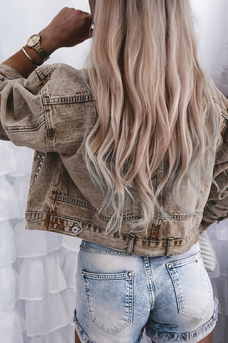 Studded Denim Jacket with Button Accents