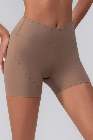 High-Waisted Laser Cut Casual Shorts