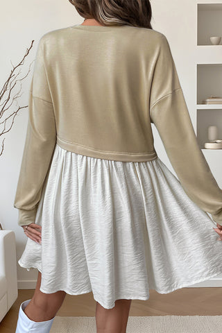 Casual Two-Toned Sweatshirt Dress