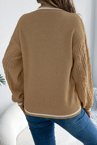 V-Neck Cable Knit Sweater