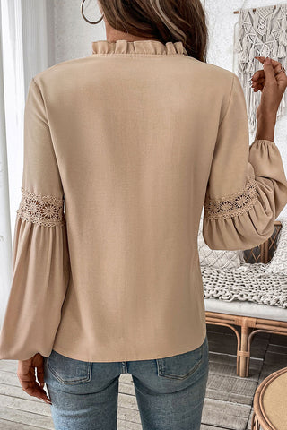 Elegant Pleated Blouse with Lace Detail