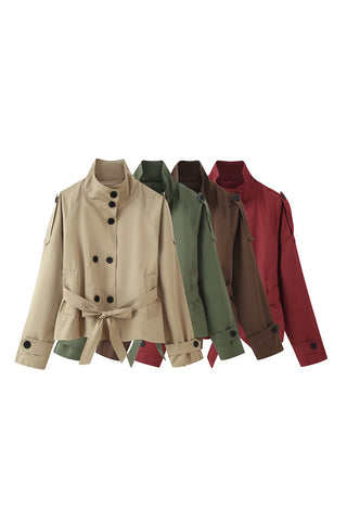 Buttoned Belted Jacket