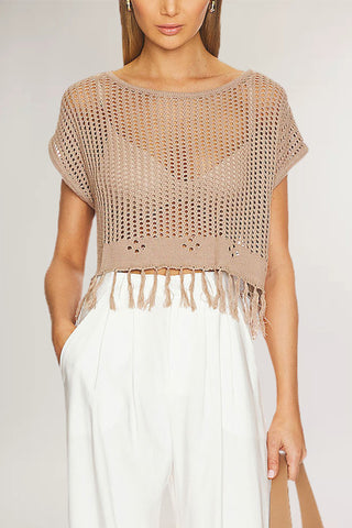 Fringe Hem Knit Blouse