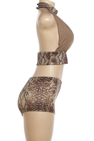 Halter-Neck Cutout Short Set