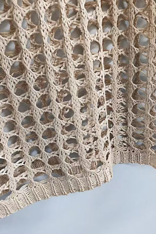 Open-Knit Off-Shoulder Sweater Blouse