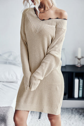 V-Neck Knit Casual Dress