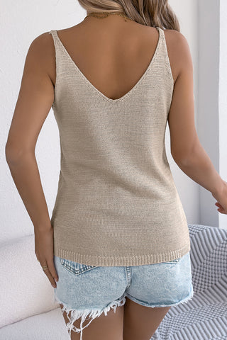 Button-Front Knit Tank Top