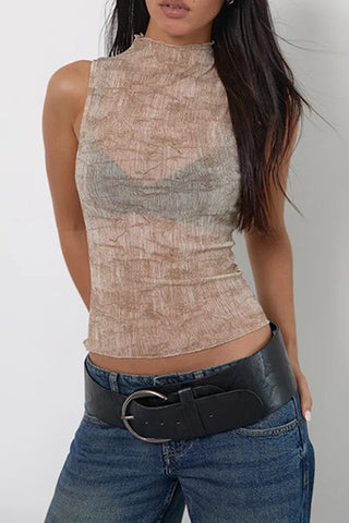 Sleeveless Mock-Neck Tank Top