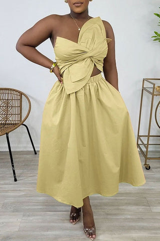 One-Shoulder Casual Midi Dress