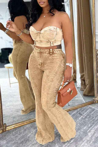 Elegant Corset Flare Pants Set