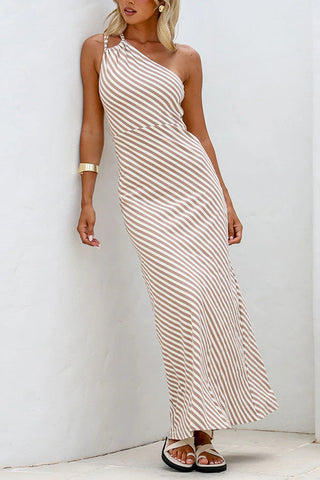 One-Shoulder Striped Dress