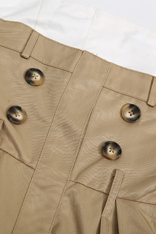 Strapless Double-Breasted Casual Dress