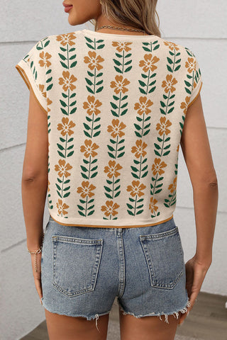 Sleeveless Floral Crop Top