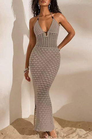 Halter Maxi Crochet Dress
