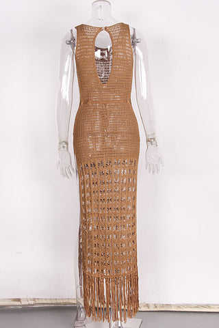 Crochet Fringe Cover-Up Dress