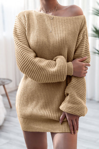 Off-Shoulder Knit Casual Dress