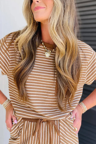 Stripe Tee & Drawstring Pants Set