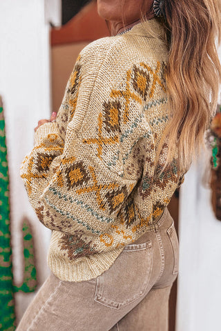 Retro Pattern Button Cardigan