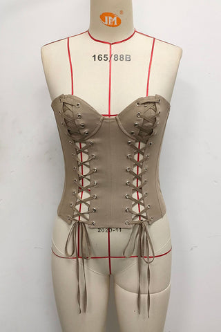 Strapless Lace-Up Corset Top