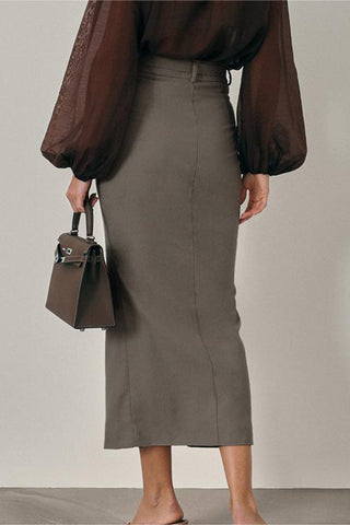 Belted High-Waist Skirt