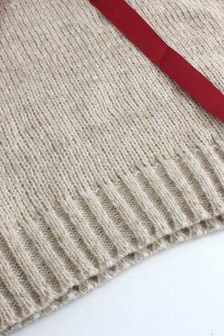 V-Neck Sweater with Decorative Ribbon