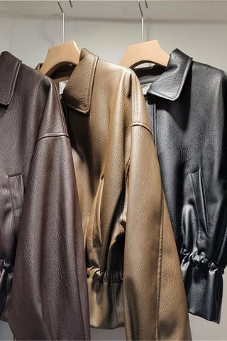 Chic Button-Up Leather Jacket