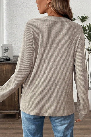 Ribbed Henley Sweater