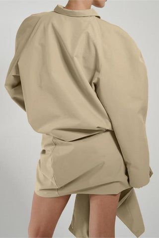 Draped Asymmetric Shirt Skirt Set
