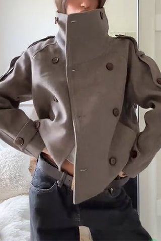 High-Collar Double-Breasted Jacket
