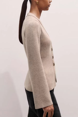 Buttoned Cardigan with Flared Sleeves