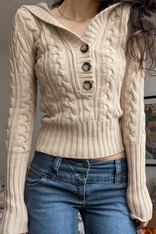 Button-Up Cable Knit Sweater
