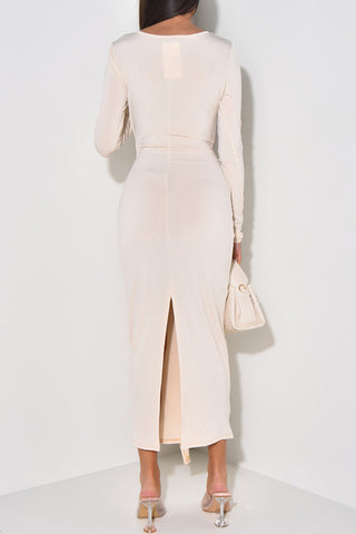 Twist Front Long Sleeve Maxi Dress