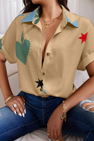 Heart and Star Print Shirt